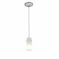 Barco 28030-1C-BS-OPL 1 Light Cylinder Glass Pendant in Brushed Steel with Opal Glass 28030-1C-BS/OPL